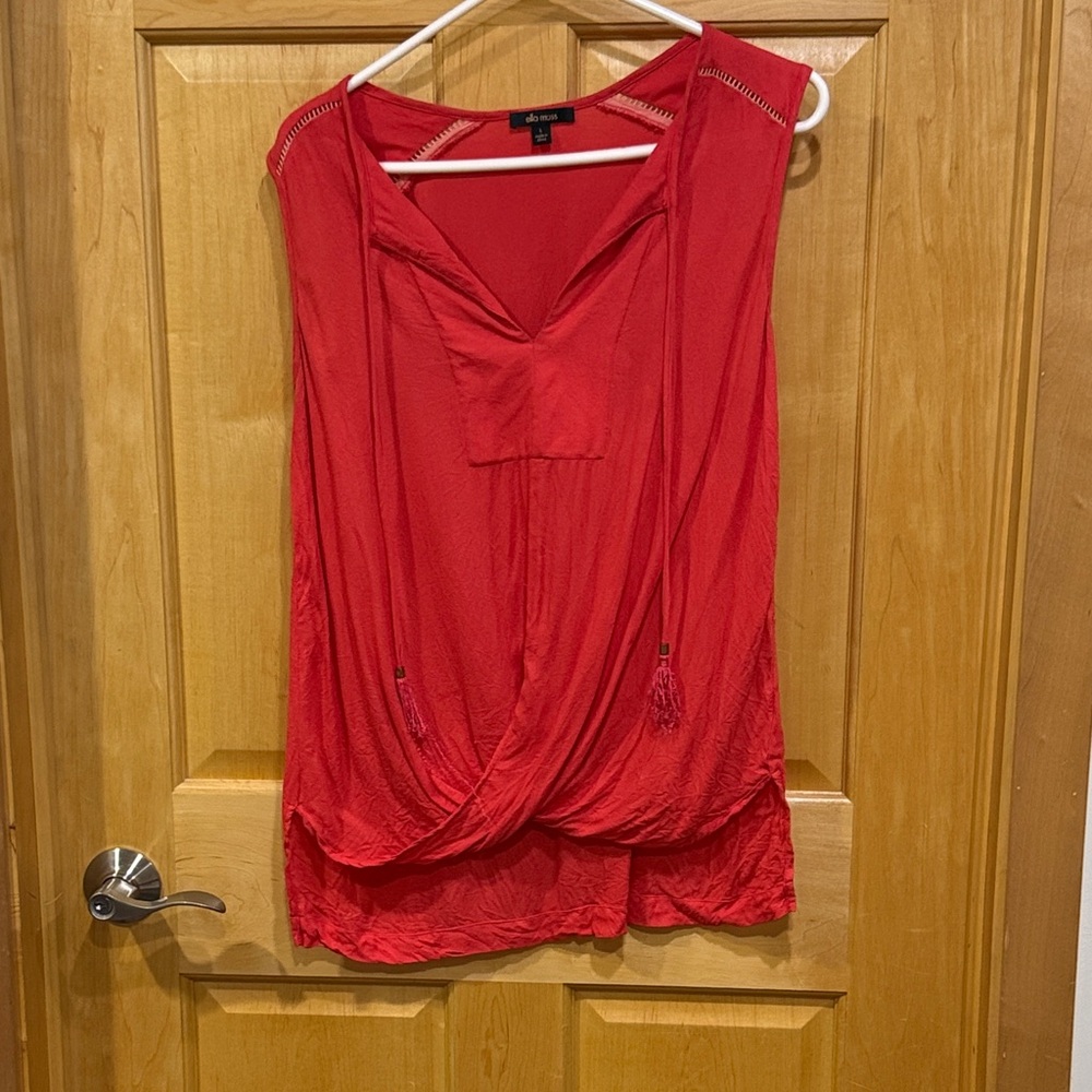 Ella Moss red crossover draped front top size L